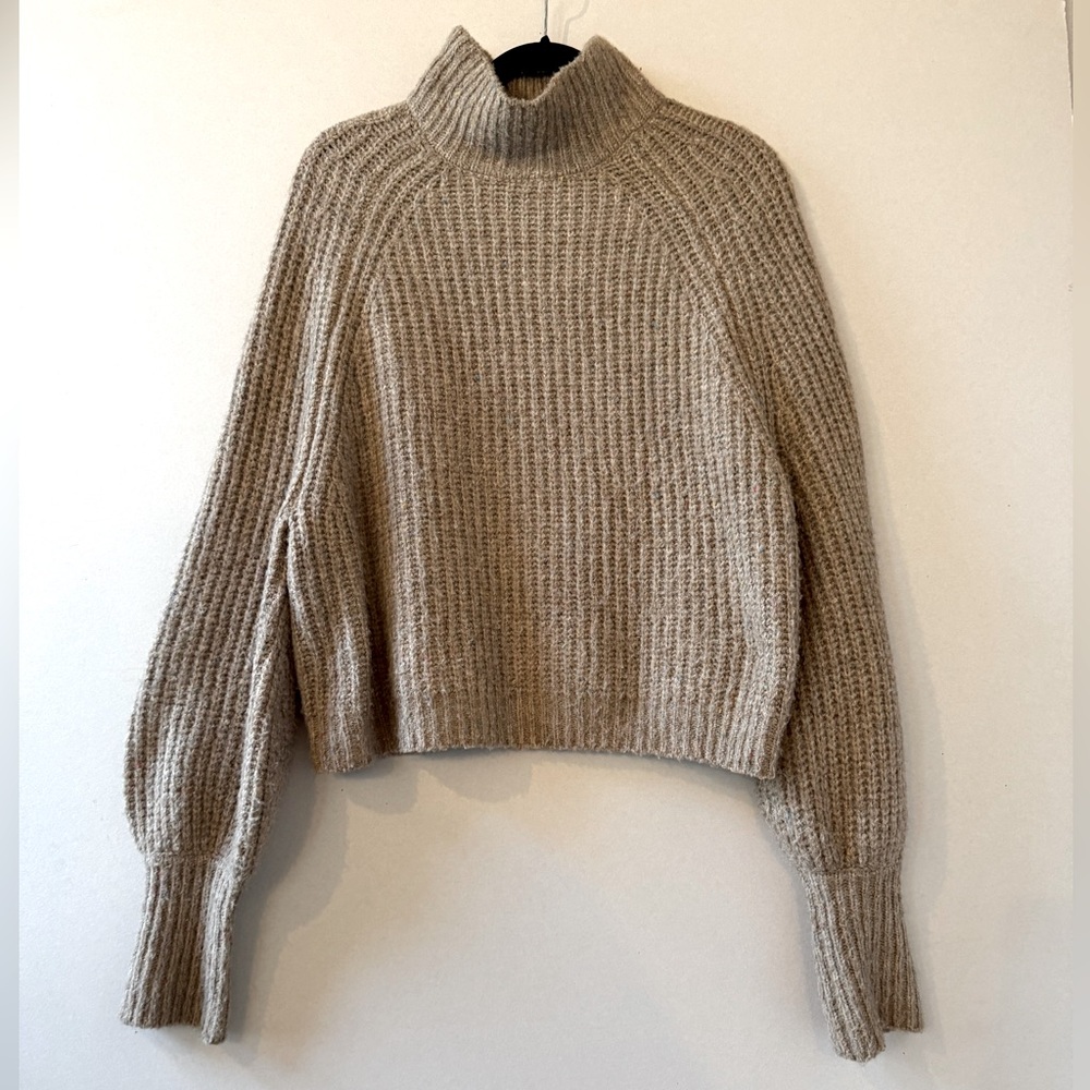Lucca Baloon Sleeve Cropped Cowl Sweater